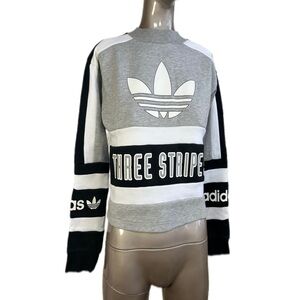 Adidas Gray and Black Cropped Women's Sweater